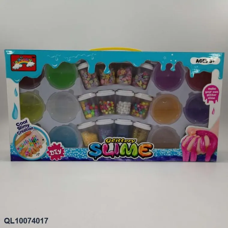 12-Color Slime DIY Kit + Tools, With A Carrying Case Color Box wholesale from Qili Toys