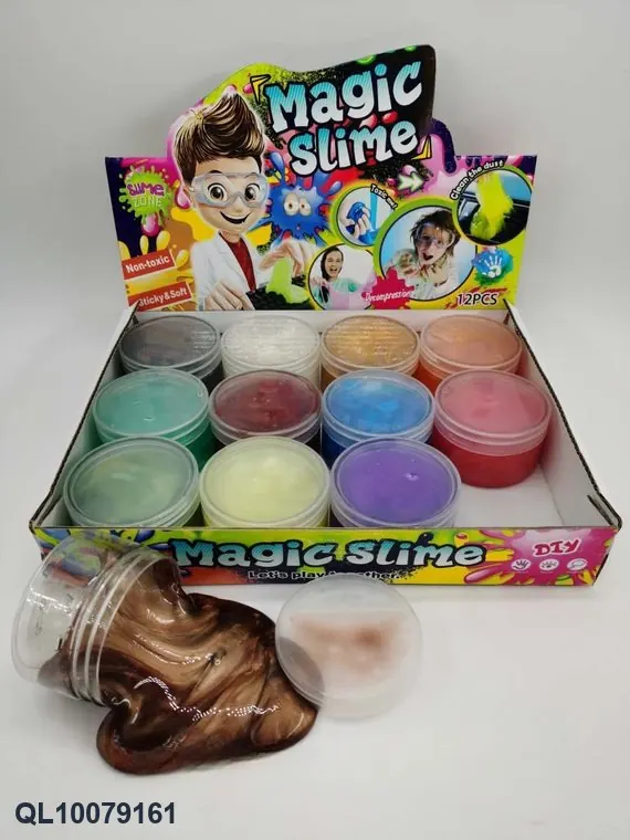 130G Slim, Round Bottle, Shiny Crystal Clay, Color Box (12 bottles) Color Box wholesale from Qili Toys