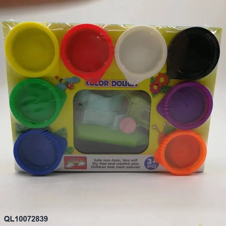 8-Color 2-Ounce Modeling Clay Set + Plastic Accessories (in a can) Color Box wholesale from Qili Toys