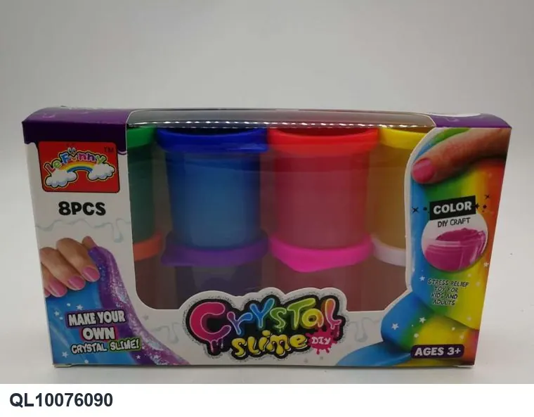 8-Color Iridescent Crystal Slime Kit (8 cans per set) Color Box wholesale from Qili Toys