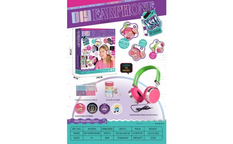 DIY Jewelry Headphone Set Window Box wholesale from Qili Toys