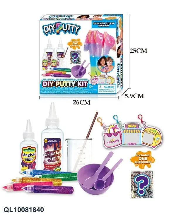 DIY Slime Kit: 120Ml Glue 2 + 60Ml Cross-Linking Agent 2 + 5 Bottles Of Glitter Pigments + 1 Set Of Tools + 1 Measuring Cup + 3 Sets Of Bags + 1 Surprise Accessory Pack + Glitter-Filled Box With Straws Color Box wholesale from Qili Toys