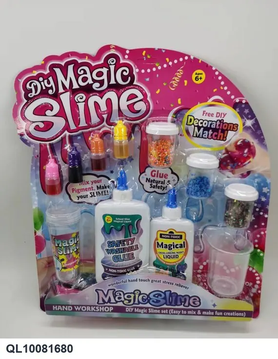DIY Slime Kit: 250Ml Glue + 125Ml Cross-Linking Agent + Random Assortment Of 3 Decorative Items + 4 Bottles Of Color + 1 Measuring Cup + 1 Empty Bottle + 3 Tools. Includes A Straw. In wholesale from Qili Toys