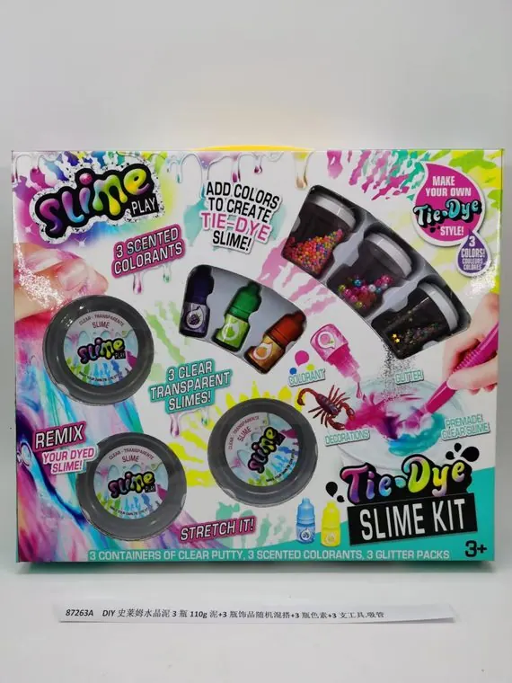 DIY Slime Kit: 3 Bottles Of 110G Slime + 3 Bottles Of Random Accessories + 3 Bottles Of Color + 3 Tools. Includes A Straw. In wholesale from Qili Toys