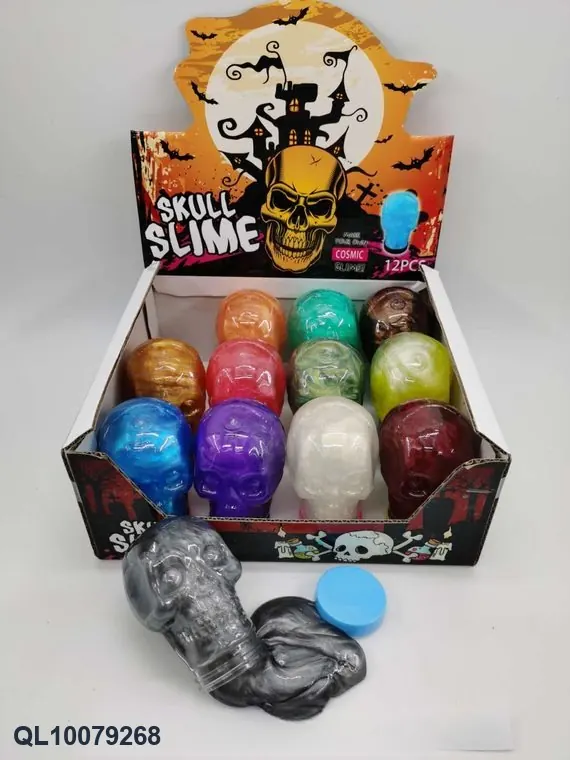 Slime 130G Skeleton Head, Glittery Crystal Clay, 12 Bottles Color Box wholesale from Qili Toys