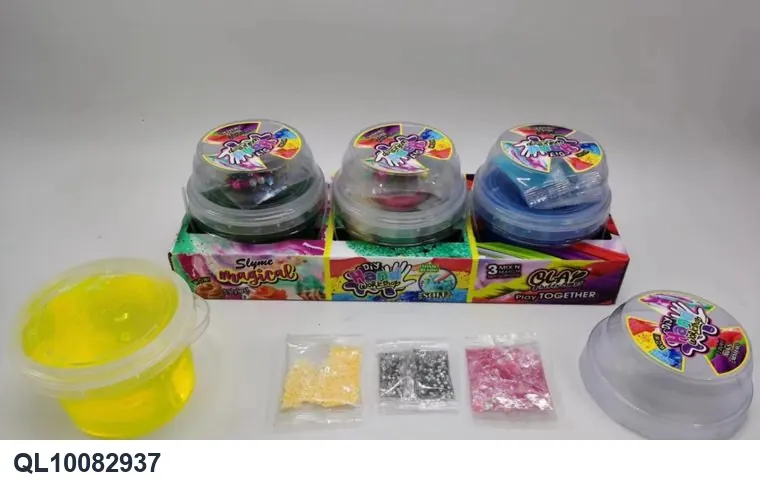 Slime 3-Pack (300g of crystal slime + 3 sets of accessories, 30g of snowflake slime + 3 sets of accessories, 300g of sand slime + 3 sets of accessories) + Box With Feet Bucket Pack wholesale from Qili Toys