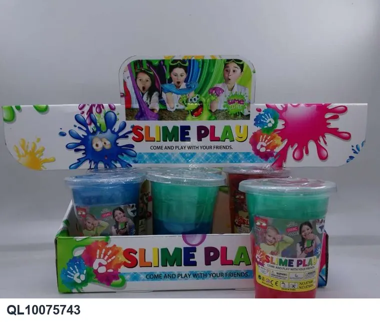 Slime 480G Cup-In-Cup 12-Color Glitter Crystal Clay Display Box (6 cans) Color Box wholesale from Qili Toys