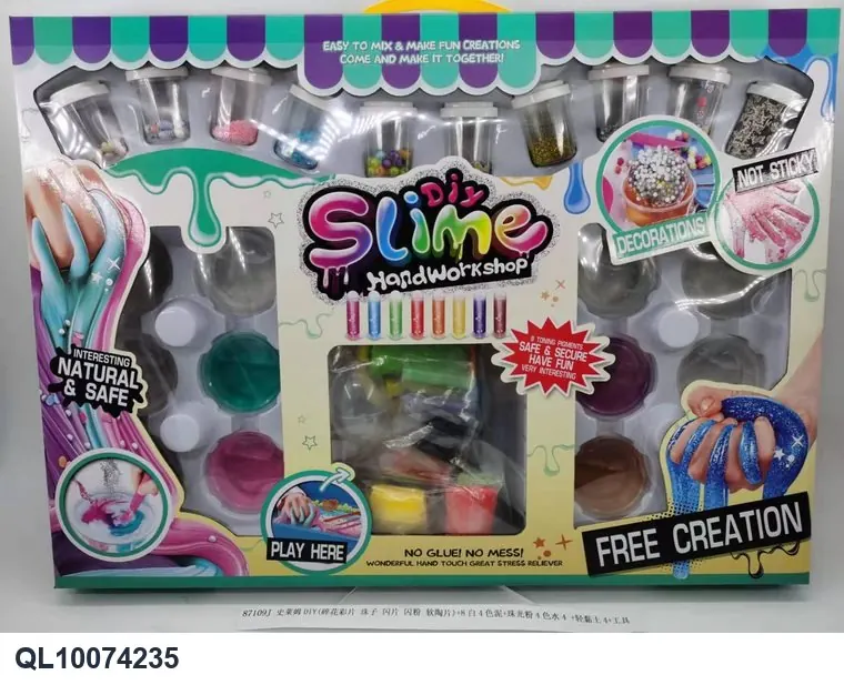 Slime DIY (flower-patterned paper, beads, glitter, iridescent powder, soft clay sheets) + 8 White And 4 Colored Clays + 4 Colors Of Glitter Powder + 4 Colors Of Water-Based Clay + 4 Soft Clay + Tools In wholesale from Qili Toys