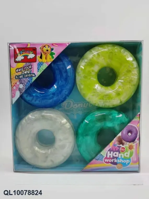 Slime Donut, 180G, Iridescent Crystal Slime, PVC Box (4 pieces) PVC Box wholesale from Qili Toys