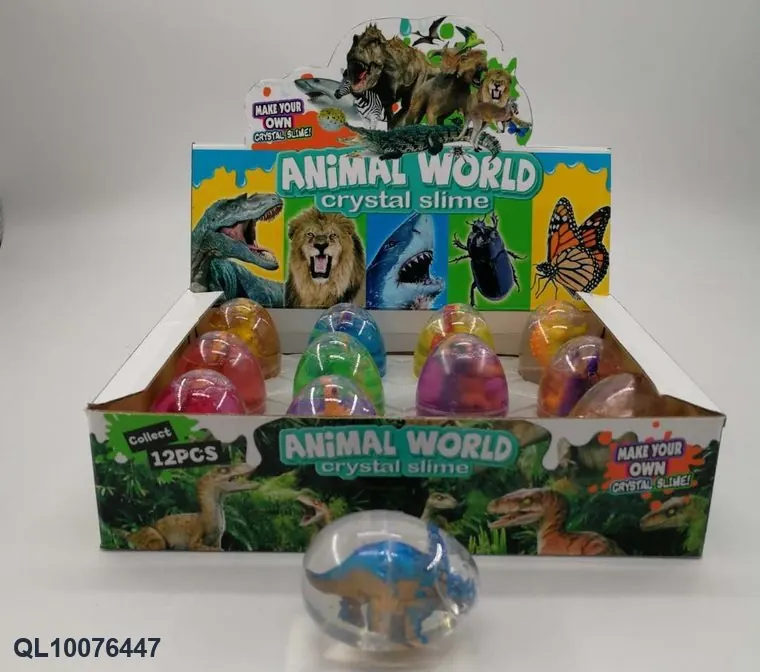 Slime Egg-Shaped, 12 Colors, Plus Dinosaur Crystal Slime Display Box (12 cans) Color Box wholesale from Qili Toys