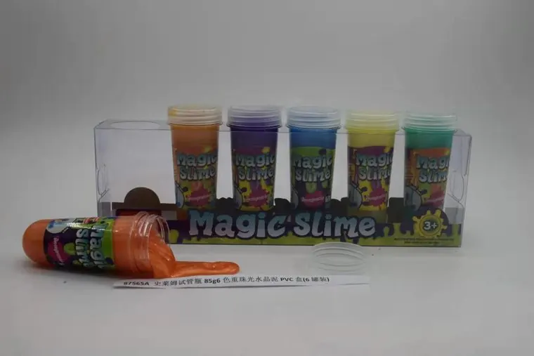 Slime Tube, 85G, 6-Color, Iridescent Crystal Slime, PVC Box (6 tubes) PVC Box wholesale from Qili Toys