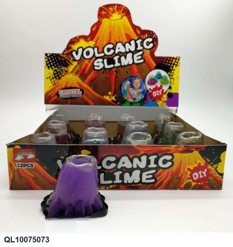 Slime Volcano-Shaped 70G, 12-Color, Shiny Crystal Clay, 12-Bottle Set Color Box wholesale from Qili Toys