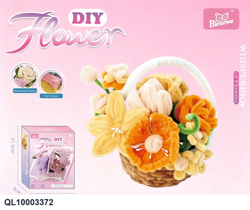 Warm Yellow Velvet DIY Twist Stick Flower Basket Color Box wholesale from Qili Toys