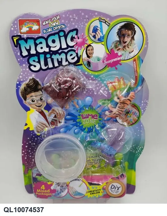 110G Slime, Plus 3 Packs (glitter, shimmer powder, and animal-themed items), And 3 DIY Tool Sets. Cardboard Packaging wholesale from Qili Toys