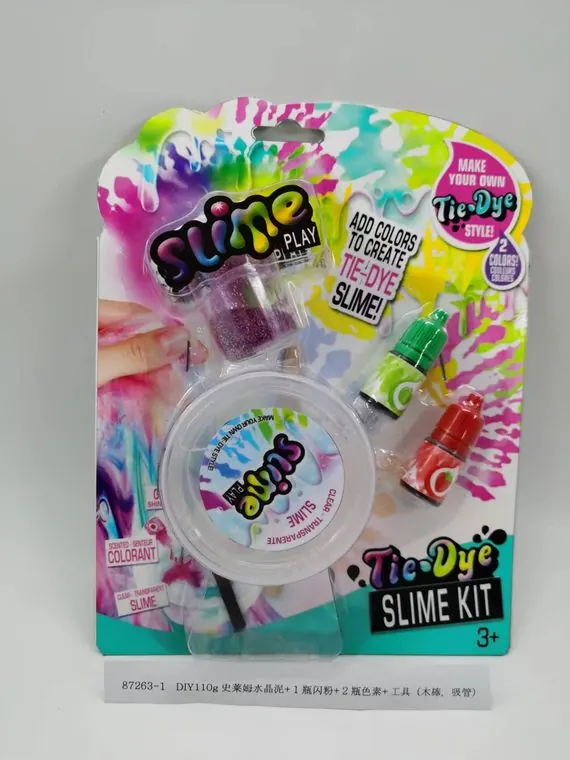 DIY: 110G Slime, 1 Bottle Of Glitter, 2 Bottles Of Dye, And Tools (wooden sticks, straws) In wholesale from Qili Toys