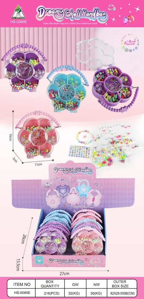 Girls' Beaded 6-Corner Flower Bag (12pcs single price) Display Box wholesale from Qili Toys