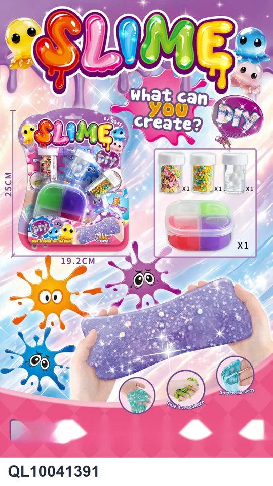 Purple Cat Claw DIY Four-Grid Crystal Slime Blister Pack wholesale from Qili Toys