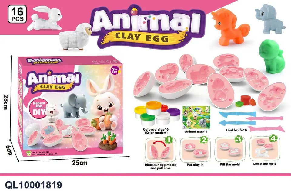 Unicorn Animal Egg Modeling Clay Set Color Box wholesale from Qili Toys