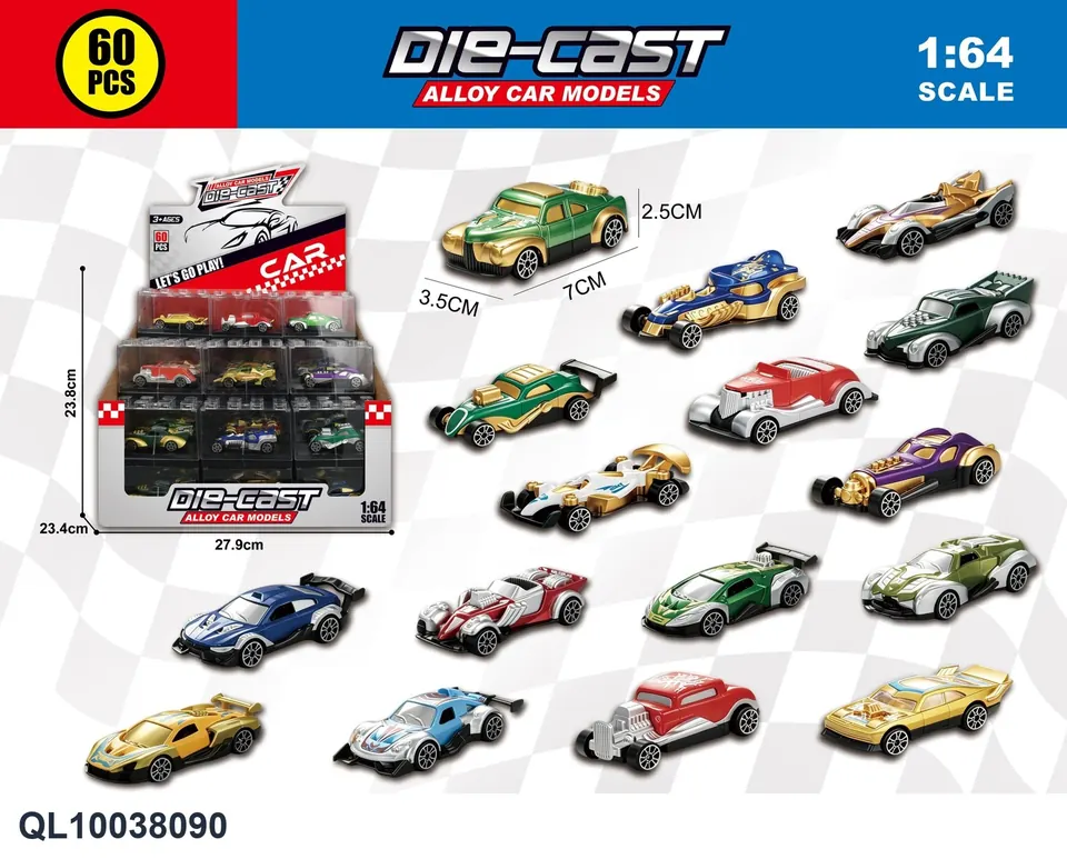 1:64 Sliding Alloy Sports Car 16 Models Mixed (building block box) Display Box wholesale from Qili Toys