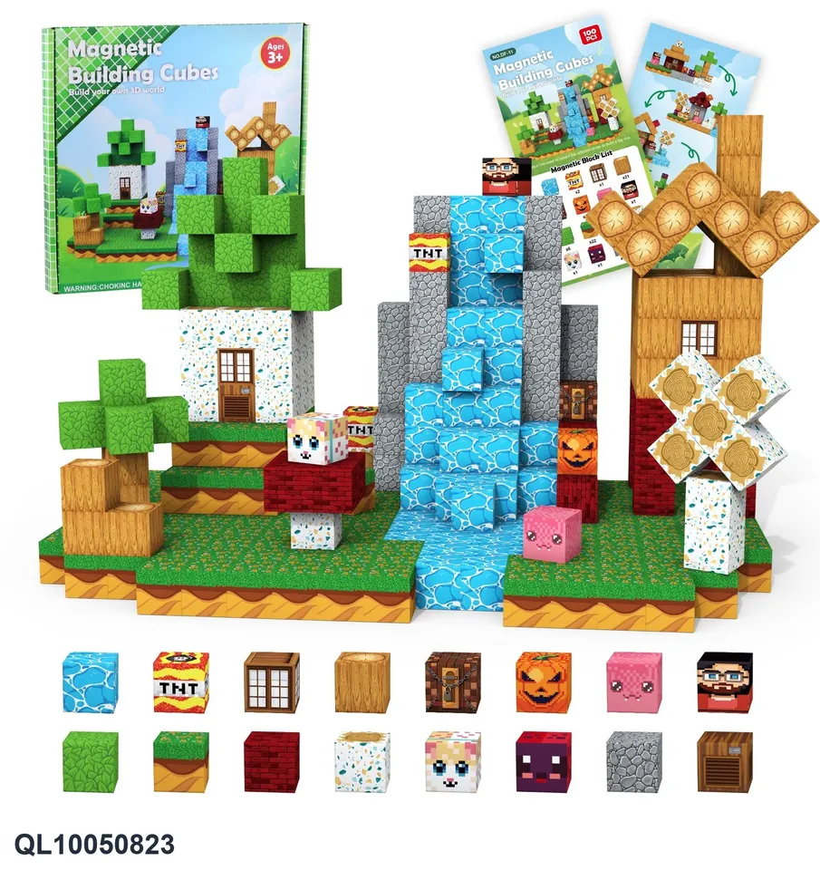 2.0Cm Magnetic Cube-Forest Set (100pcs, magnetic 1 to 5 [normal quality]) Color Box wholesale from Qili Toys