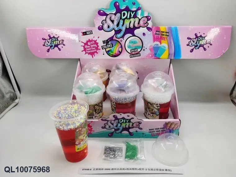 350G Transparent Slime, Foam Beads, And Accessories In A Display Box (6 cans). Color Box wholesale from Qili Toys
