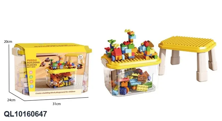 60 Animal-Shaped Building Blocks Storage Box (with 4 table legs) Wrap Card wholesale from Qili Toys