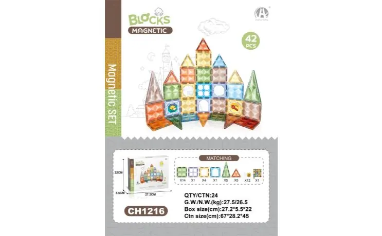7.5Cm Diamond Magnetic Tiles, 42Pcs Sealed Box wholesale from Qili Toys