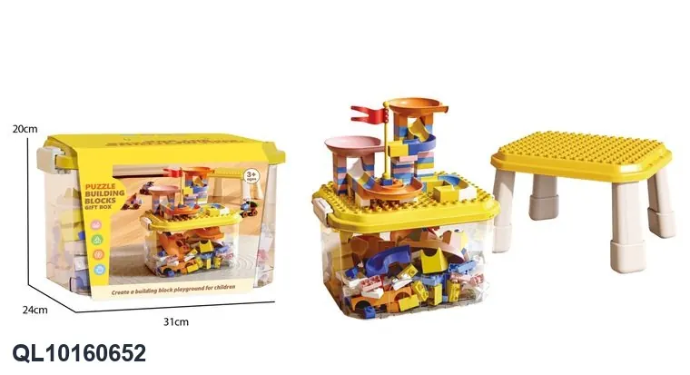 86-Piece Sliding Block Storage Box (with 4 table legs) Wrap Card wholesale from Qili Toys