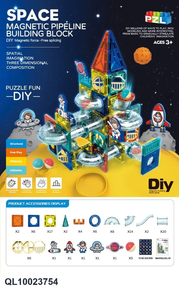 Astronaut Magnetic Pipe Building Blocks (99pcs) Color Box wholesale from Qili Toys