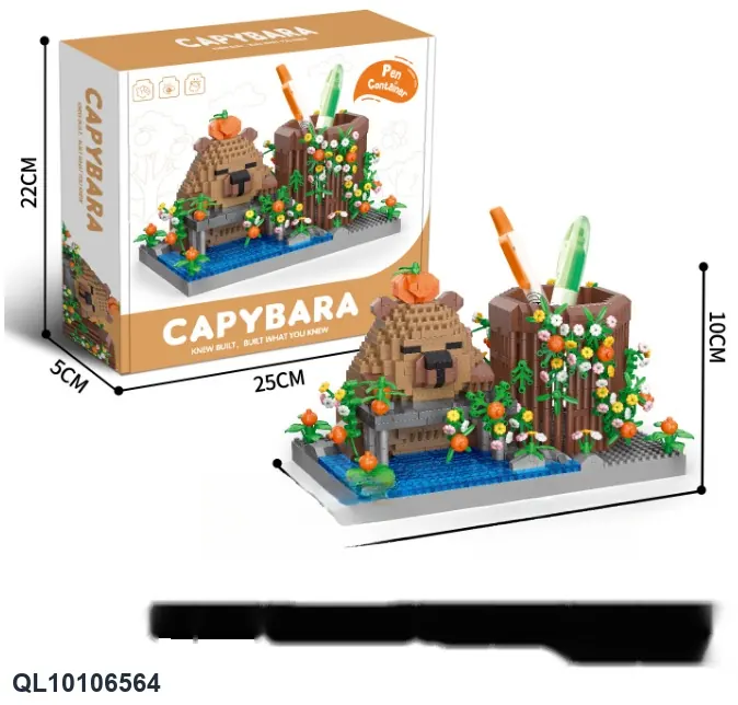 Capybara Lying On Desk Micro Building Blocks Educational Toy Airplane Box wholesale from Qili Toys