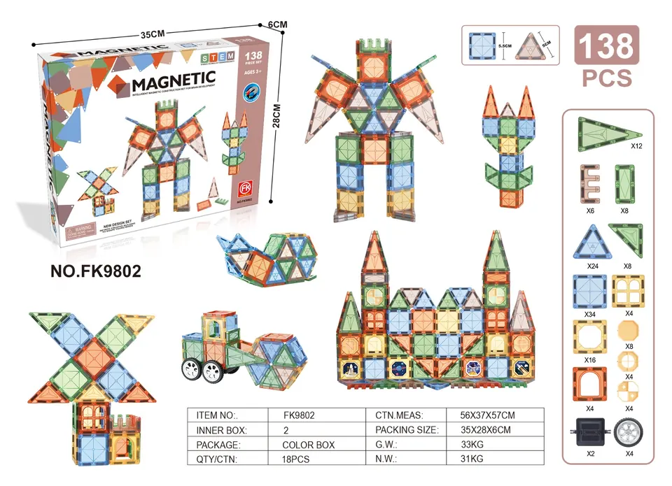 Color Window Magnetic Tiles Building Set (138 pcs) Color Box wholesale from Qili Toys