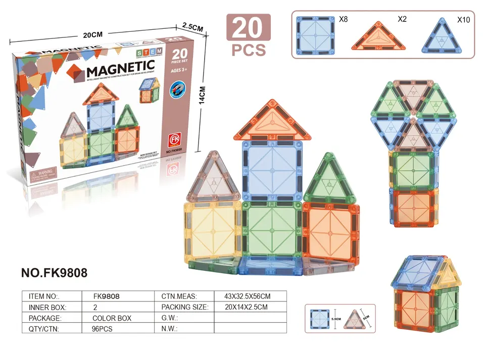 Color Window Magnetic Tiles Building Set (20 pcs) Color Box wholesale from Qili Toys
