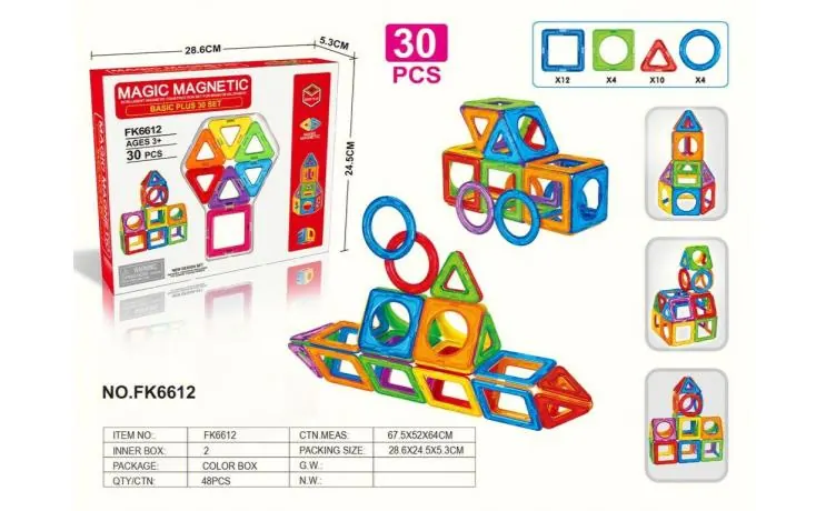 Color Window Magnetic Tiles Building Set (30 pcs) Color Box wholesale from Qili Toys