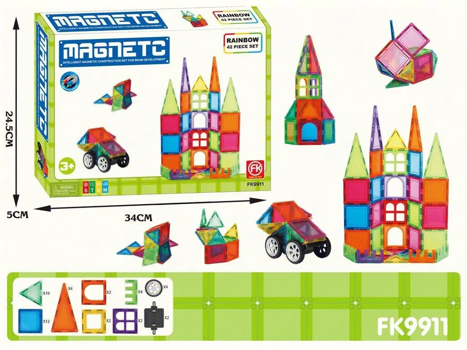 Color Window Magnetic Tiles Building Set (42 pcs) Color Box wholesale from Qili Toys