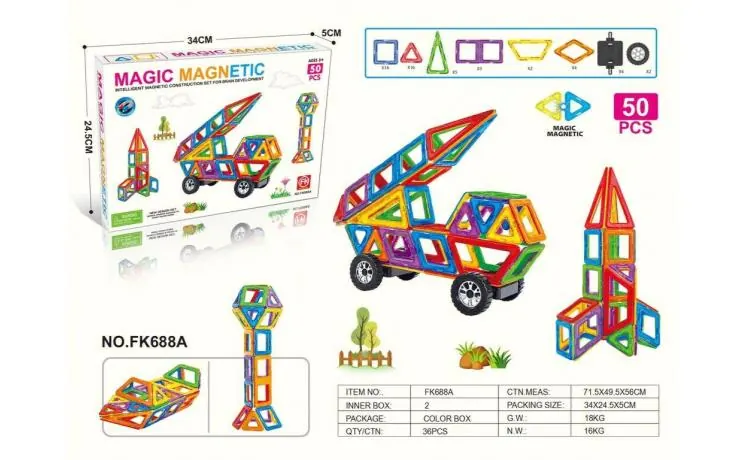 Color Window Magnetic Tiles Building Set (50 pcs) Color Box wholesale from Qili Toys