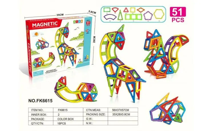 Color Window Magnetic Tiles Building Set (51 pcs) Color Box wholesale from Qili Toys