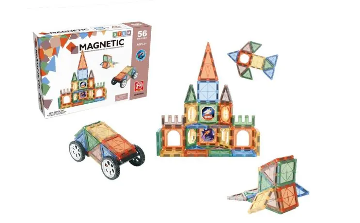 Color Window Magnetic Tiles Building Set (56 pcs) Color Box wholesale from Qili Toys