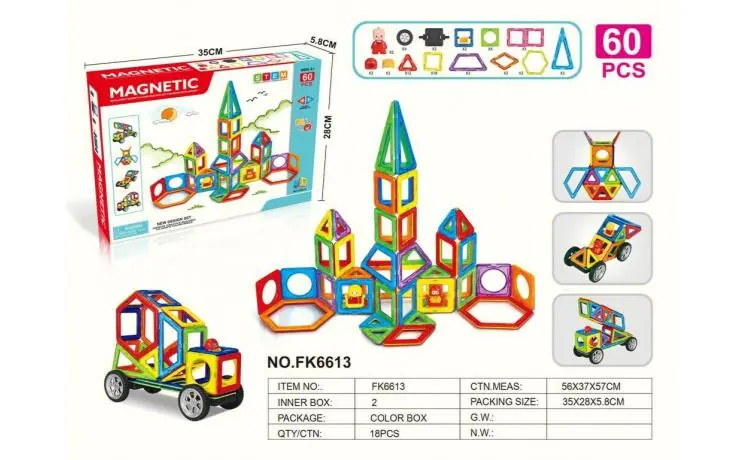 Color Window Magnetic Tiles Building Set (60 pcs) Color Box wholesale from Qili Toys