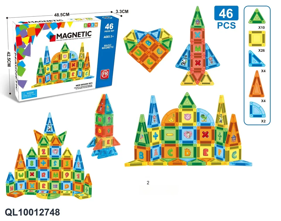 Color Window Magnetic Tiles Building Set (46 pcs) Color Box wholesale from Qili Toys