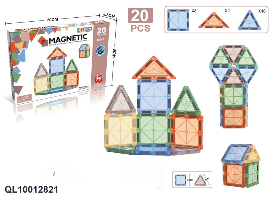 Color Window Magnetic Tiles Building Set (20 pcs) Color Box wholesale from Qili Toys