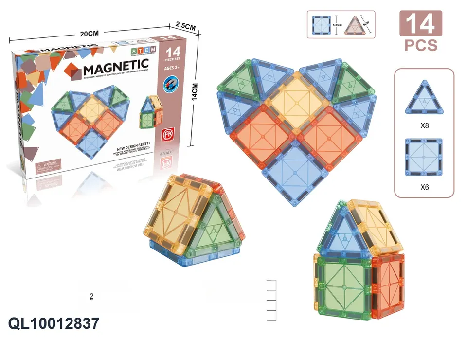 Color Window Magnetic Tiles Building Set (14 pcs) Color Box wholesale from Qili Toys