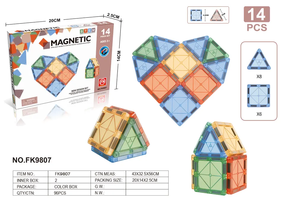 Color Window Magnetic Tiles Building Set (14 pcs) Color Box wholesale from Qili Toys