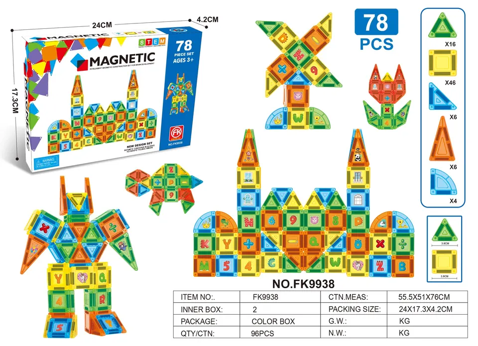 Color Window Magnetic Tiles Building Set (78 pcs) Color Box wholesale from Qili Toys