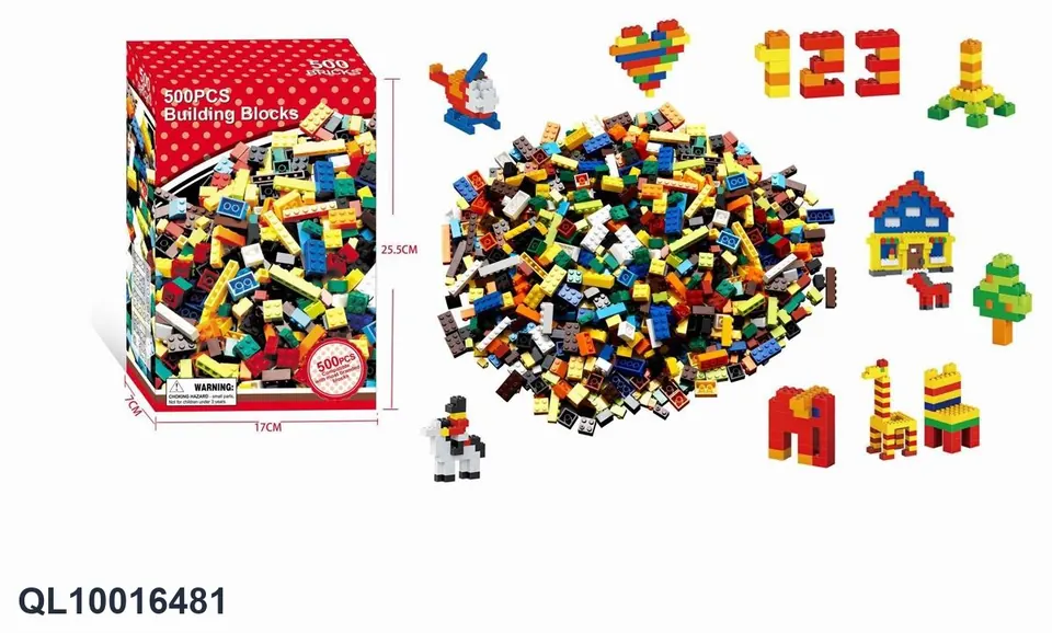 Creative Assembly Building Blocks Set (500 pcs) Color Box wholesale from Qili Toys