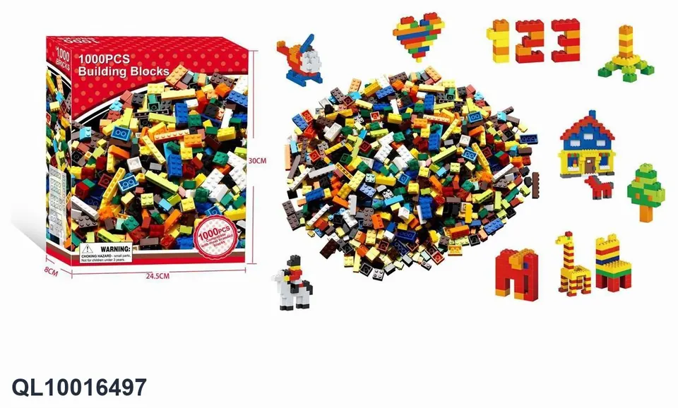 Creative Assembly Building Blocks Set (1000 pcs) Color Box wholesale from Qili Toys