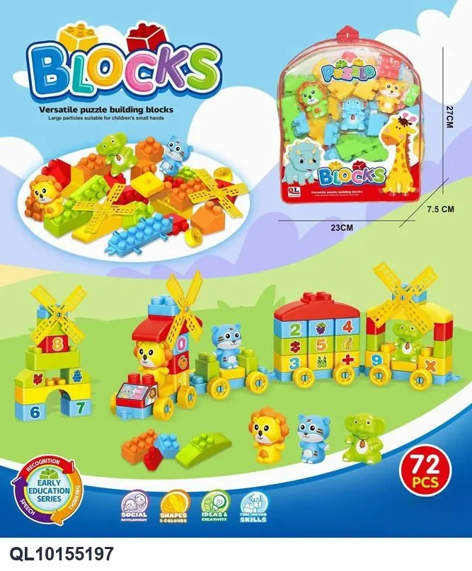 Creative Assembly Building Blocks Set (72 pcs) PVC Header Bag wholesale from Qili Toys