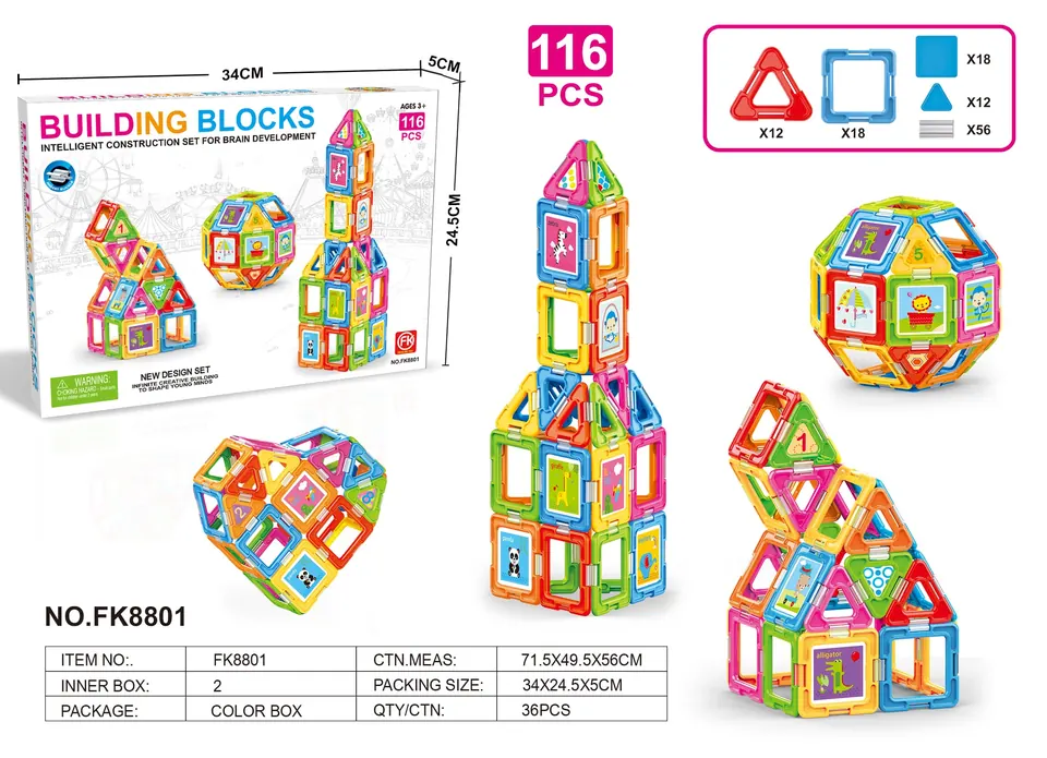 Creative Assembly Building Blocks Set (116 pcs) Color Box wholesale from Qili Toys