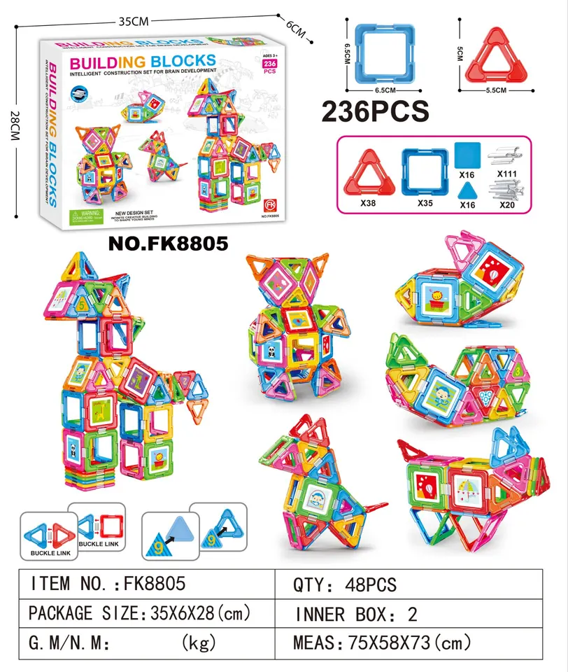 Creative Assembly Building Blocks Set (236 pcs) Color Box wholesale from Qili Toys