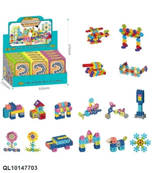 DIY Building Block Blind Box Upgrade Set: [12 DIY Sealed Building Block Blind Boxes + 1 Display Box] Display Box wholesale from Qili Toys
