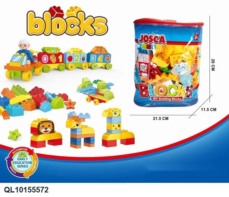 DIY Educational Building Blocks (128 pieces) Bagged Pack wholesale from Qili Toys